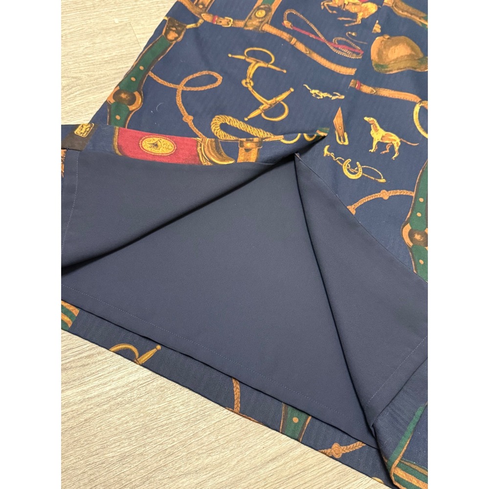 Pendleton Petite Equestrian Print Midi Skirt Navy Blue Horse Saddle Rayon Sz 12 - Picture 7 of 12